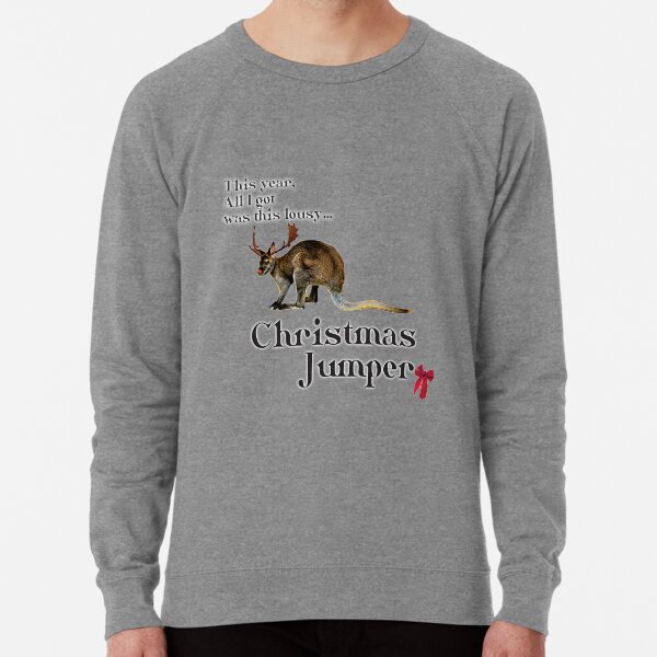 Lousy Jumper Kangaroo red nosed Roo Merry Christmas Lightweight Sweatshirt for Sale by sharasaur
