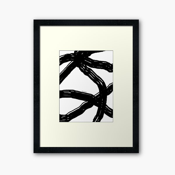 black and white Framed Art Print