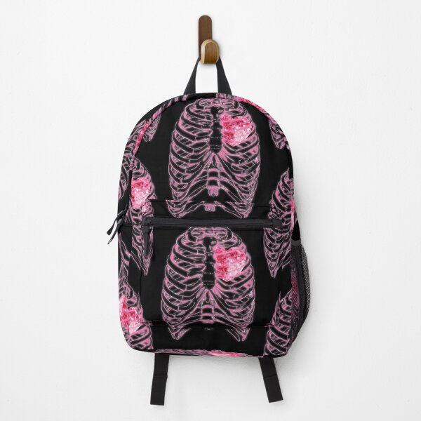 Item preview, Skeleton Ribs Pink Neon Fluo Moon Heart Cute Halloween Effect Goth designed and sold by Jolly-Yosei.