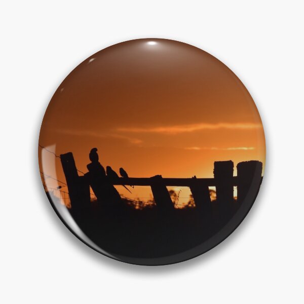 Item preview, Silhouette of birds on fence line at sunrise designed and sold by Rainbow Farm Photography.