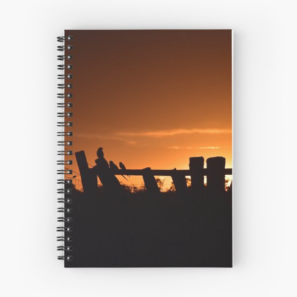 Item preview, Silhouette of birds on fence line at sunrise designed and sold by Rainbow Farm Photography.