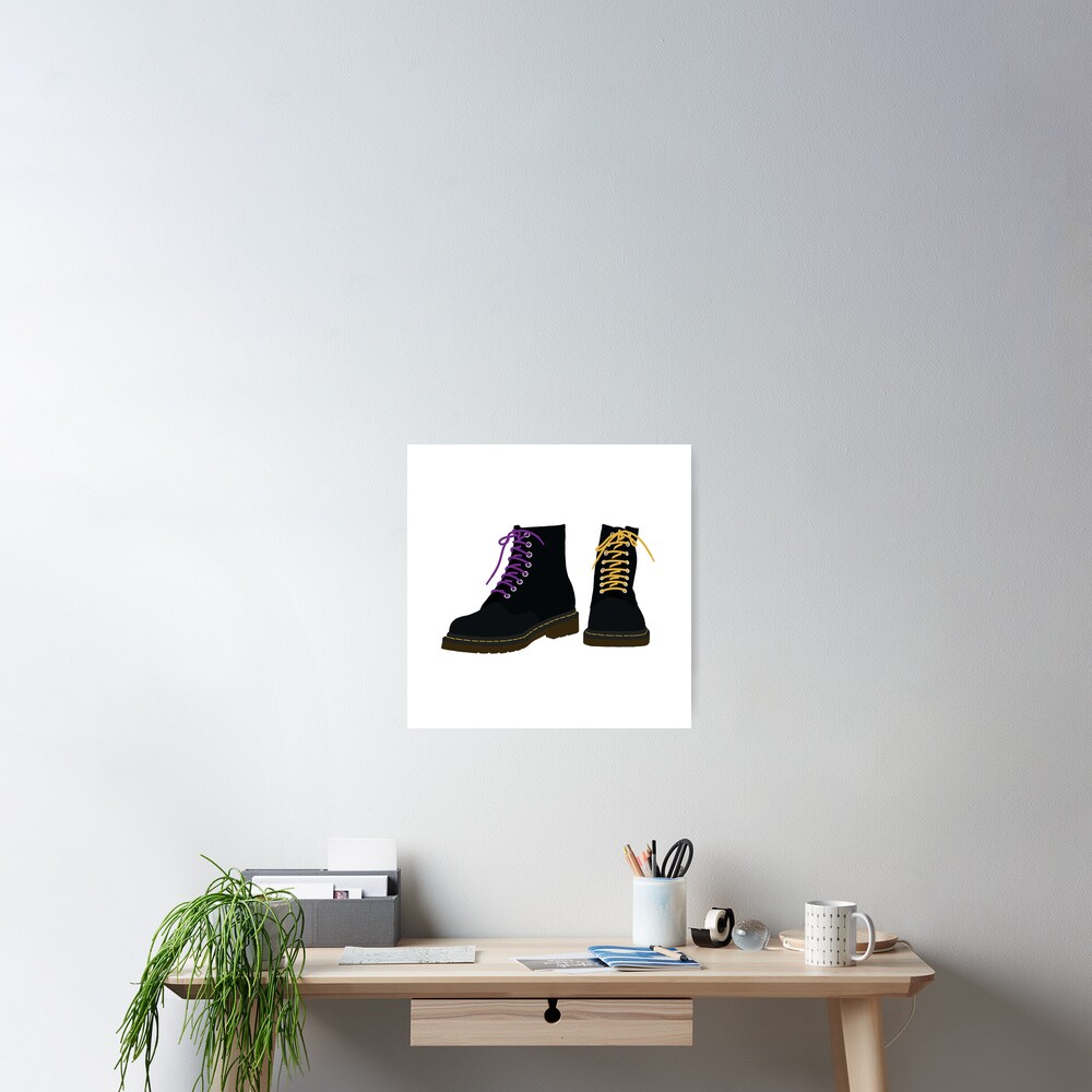 "Doc Martins ladder lace code purple and yellow" Poster for Sale by