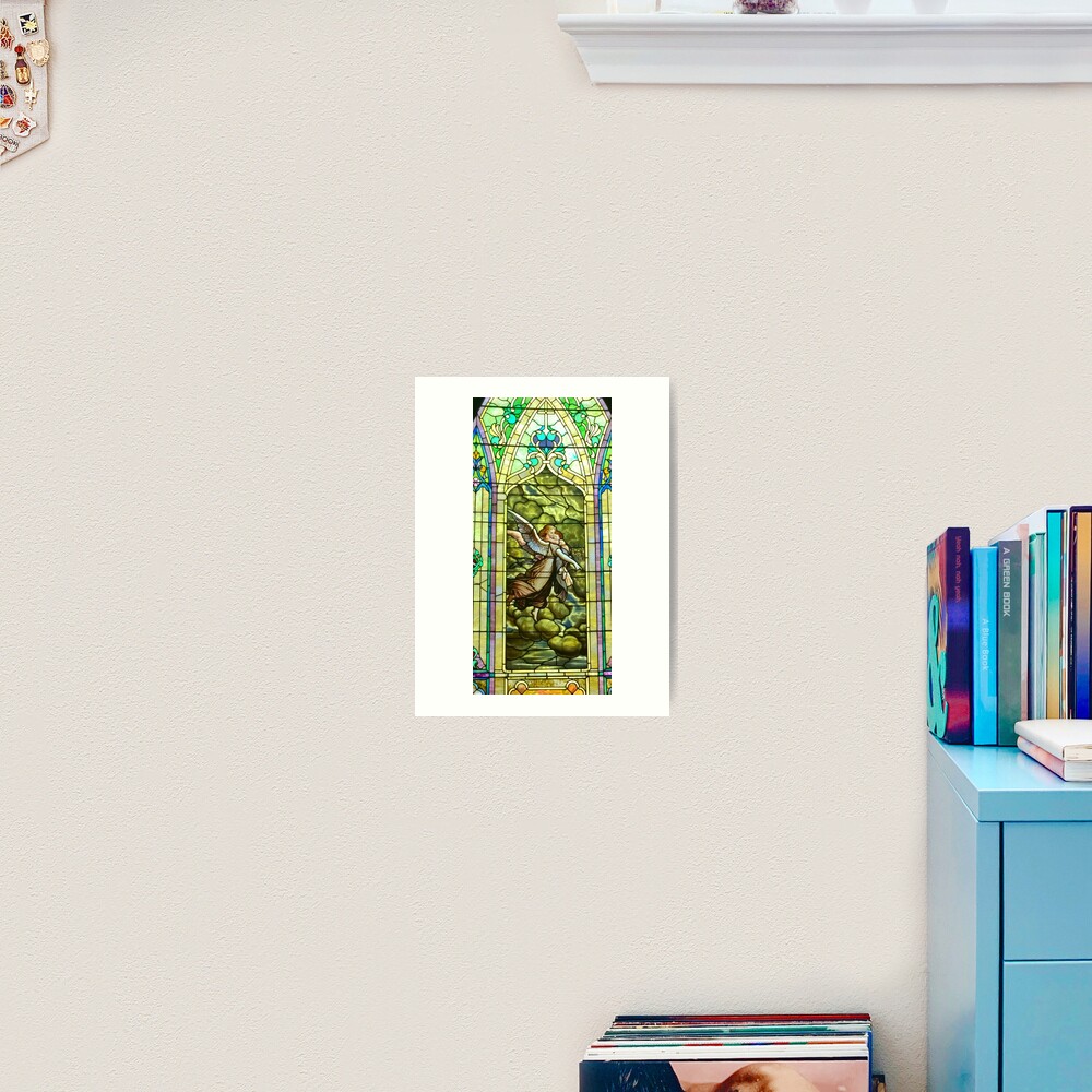 New Harmony-Stained Glass-Madonna & Child-Angel & Baby-St. Stephen's Church Art Print