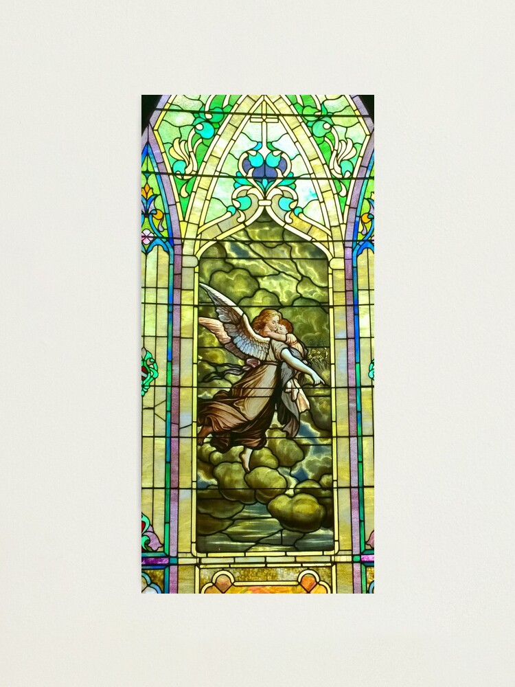 Alternate view of New Harmony-Stained Glass-Madonna & Child-Angel & Baby-St. Stephen's Church Photographic Print