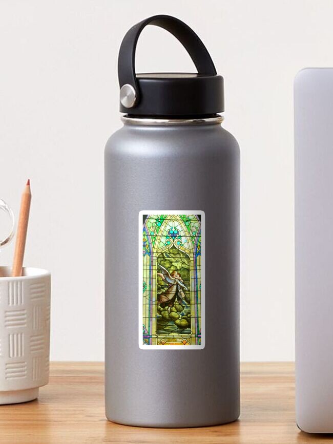 Thumbnail 1 of 3, Sticker, New Harmony-Stained Glass-Madonna & Child-Angel & Baby-St. Stephen's Church designed and sold by Emily Gartner.