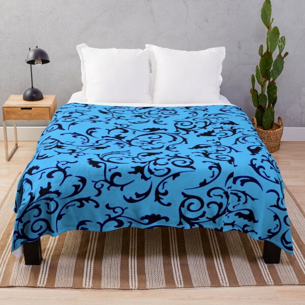 Item preview, ARABIATA 4 bis patterns blue sky black Morocco Essaouira flowers leaves design arabesques scrolls decor designed and sold by dragonemma.