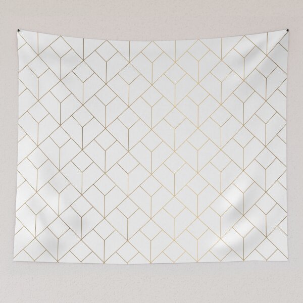 Item preview, Golden Modern Abstract Geometric Pattern On White Background designed and sold by Vic Torys ☆.