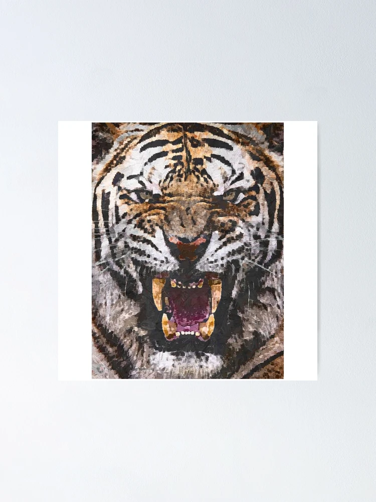 Thumbnail 1 of 3, Poster, Angry tiger designed and sold by Rina Rosmayani.