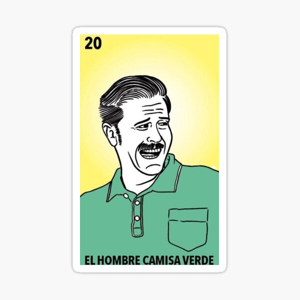 Green Shirt Guy Loteria Card Design Sticker
