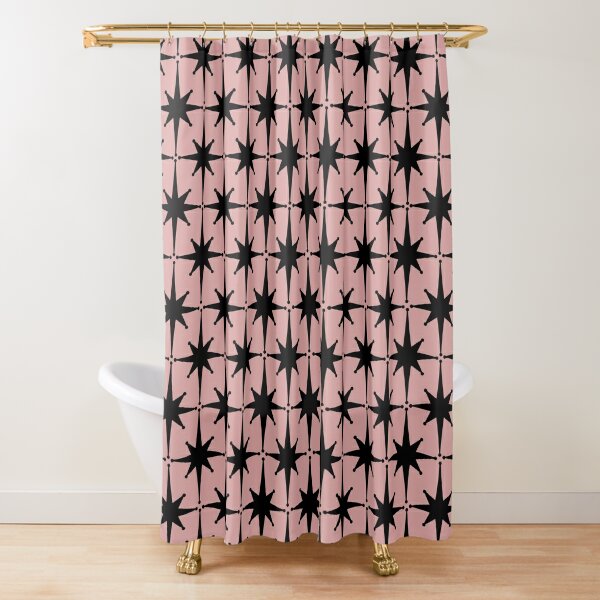 Atomic Age 1950s Starburst Pattern in Black and 50s Pink Shower