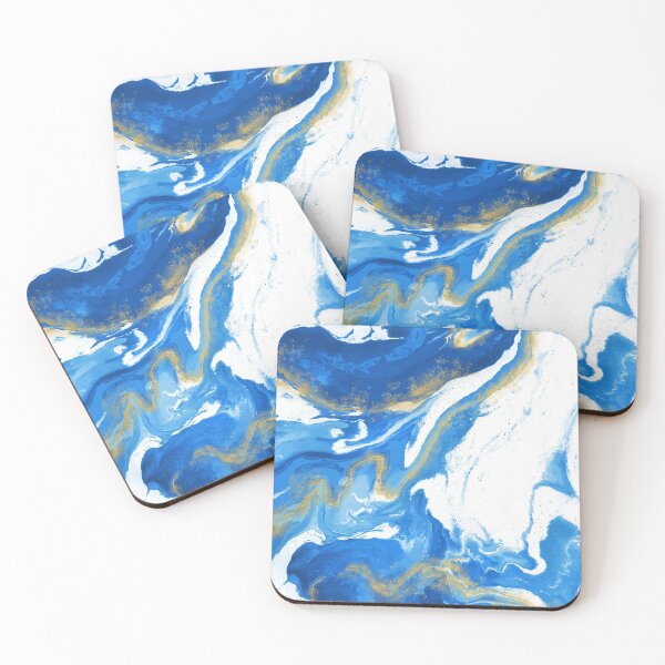 Item preview, Marble Swirls of Blue White and Gold Glitter Abstract Pattern designed and sold by Alicia Chee.