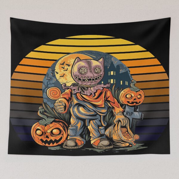 Item preview, Trick or Treat Scary Scarecrow Retro Sunset designed and sold by me2atee.