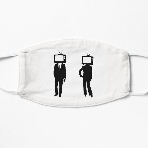 TV Slave Heads!! Black and White Silhouette, Are You a Slave to Your TV? Flat Mask
