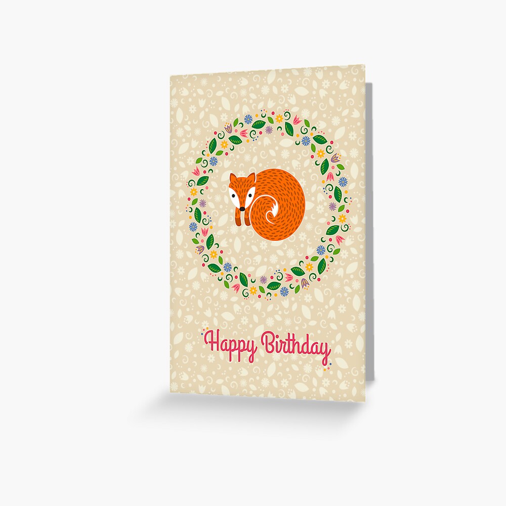 Birthday Spring Fox Greeting Card