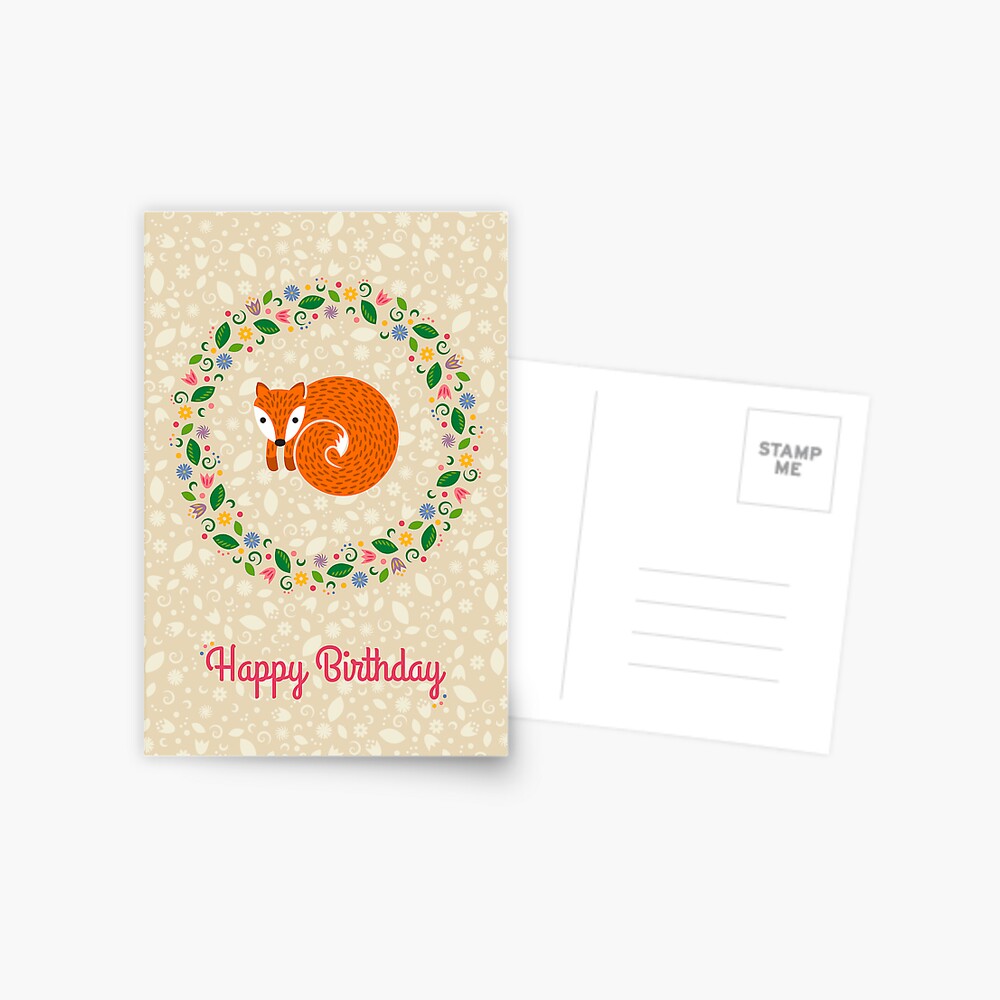 Birthday Spring Fox Postcard