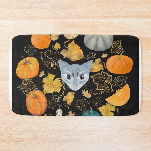 Item preview, Halloween Evil Cat in a Pumpkin Patch designed and sold by Andreea Dumez.