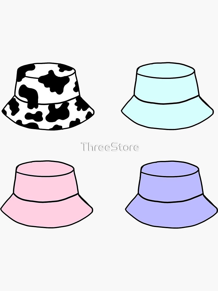 "Bucket hat pack of four pastel and cow print vsco popular hat" Sticker