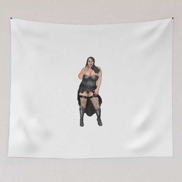 Item preview, BBW pin-up in a gothic dress designed and sold by PinUpsandPulp.