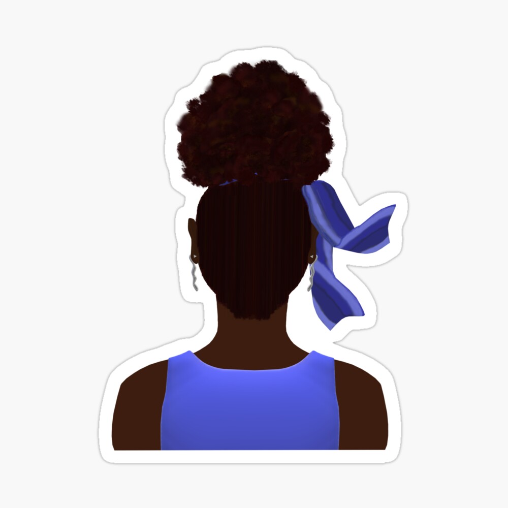 High Afro Puff Ponytail with Blue Outfit (White Background) High Afro Puff Ponytail with Blue Outfit (White Background)