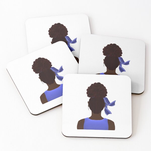 Item preview, High Afro Puff Ponytail with Blue Outfit (White Background) designed and sold by ArtByLM.