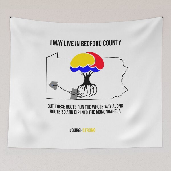Item preview, Living in Bedford County But Loving Pittsburgh Black Font designed and sold by MusicAndPower.