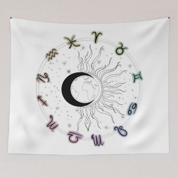 Item preview, sun, moon, earth, and zodiacs designed and sold by mariaruggiero19.