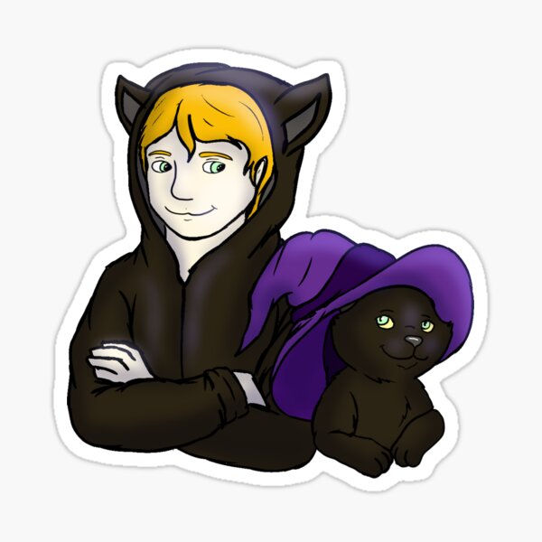 Witch and Their Cat Halloween Cosplay Sticker