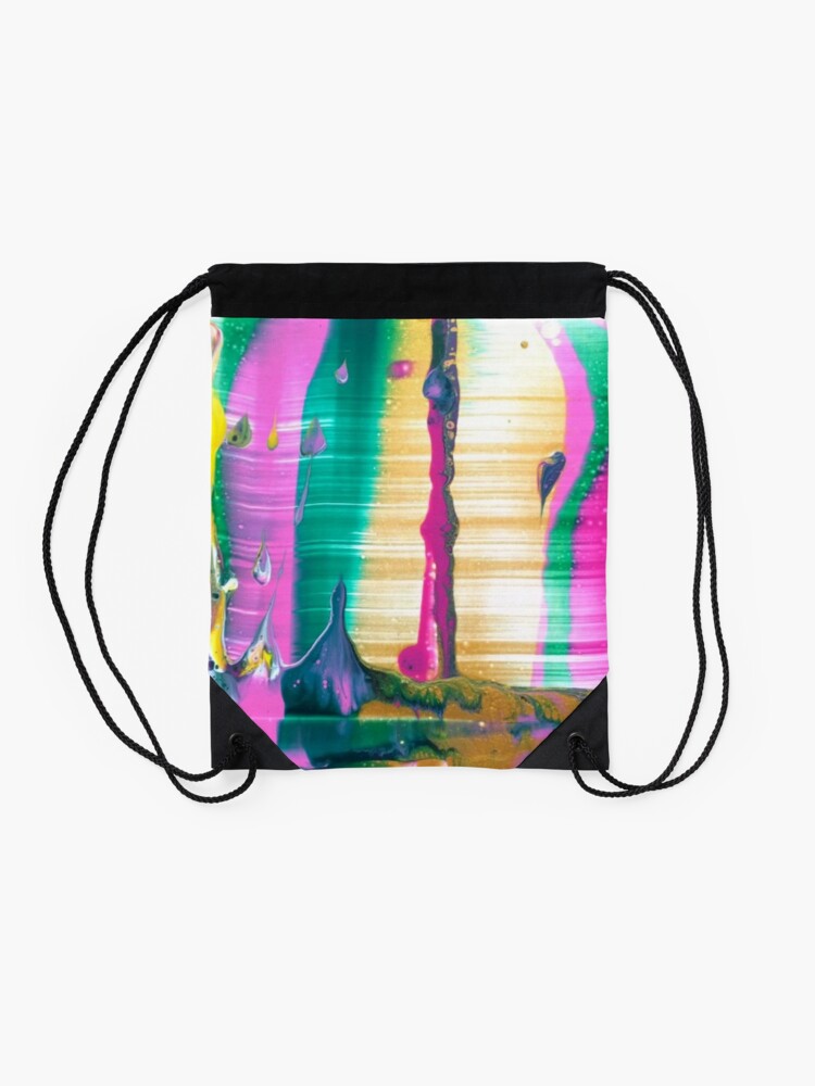 Alternate view of Abstract Painting-"Fruit Stripe"-Abstract Art-Pop Art Drawstring Bag