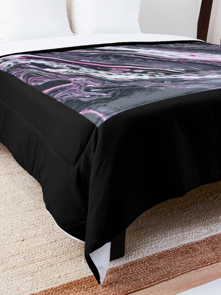 Alternate view of Abstract Painting-"The Pink Zebra"-Abstract Art-Abstracts Comforter