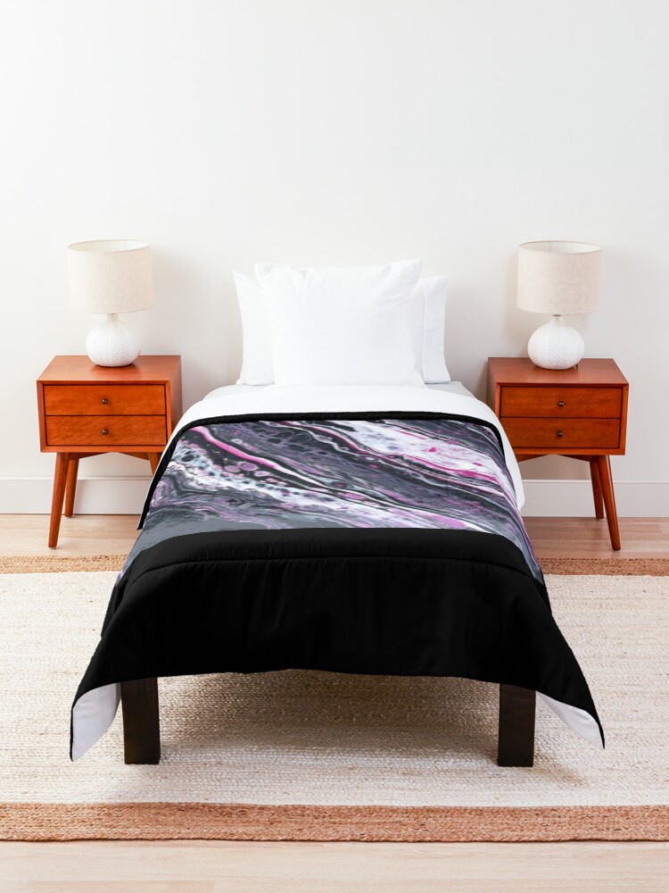 Alternate view of Abstract Painting-"The Pink Zebra"-Abstract Art-Abstracts Comforter