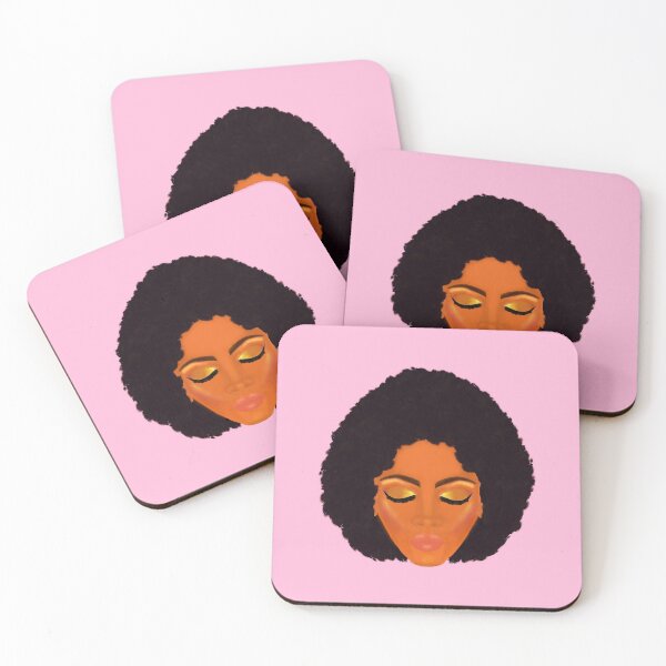 Artikelvorschau, Schickes Afro- und Gold-Make-up (hellrosa Hintergrund) entworfen und verkauft von ArtByLM.