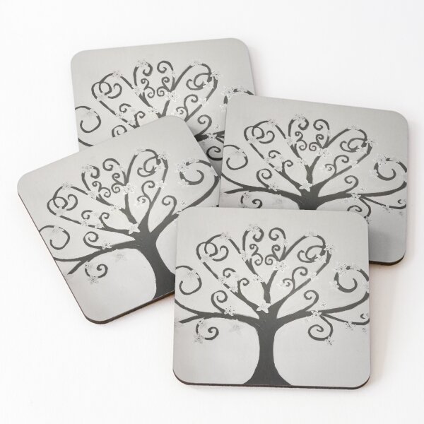 Item preview, Black Decorative Tree with Silver Flowers designed and sold by EmilyAmeliaArt.