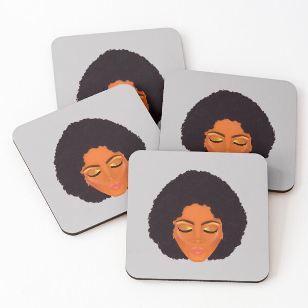 Artikelvorschau, Schickes Afro- und Gold-Make-up (weicher grauer Hintergrund) entworfen und verkauft von ArtByLM.
