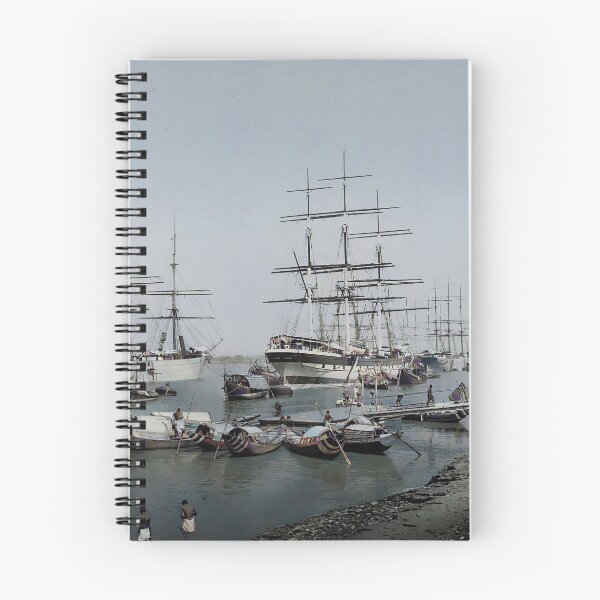 Item preview, Vintage Colorized and Restored Photograph 1900-s Calcutta. Harbour Sailing Ships designed and sold by nav-e.