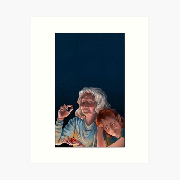 Evening with grandma Art Print