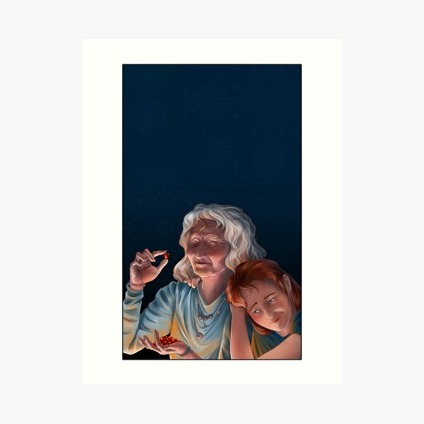 Evening with grandma Art Print