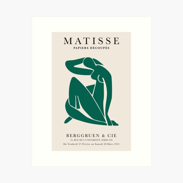 Henri Matisse, Papiers Découpés Art Bottle Green Color, Matisse cutout Bottle Green print, Art Exhibition Print Art Print