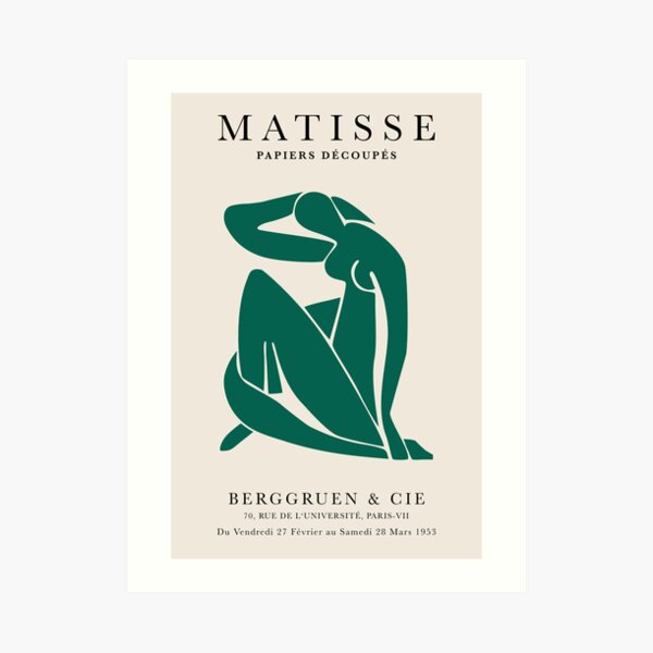 Henri Matisse, Papiers Découpés Art Bottle Green Color, Matisse cutout Bottle Green print, Art Exhibition Print Art Print