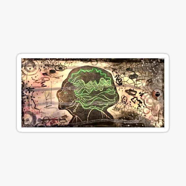 Mixed Media Bride of Frankenstein Sticker