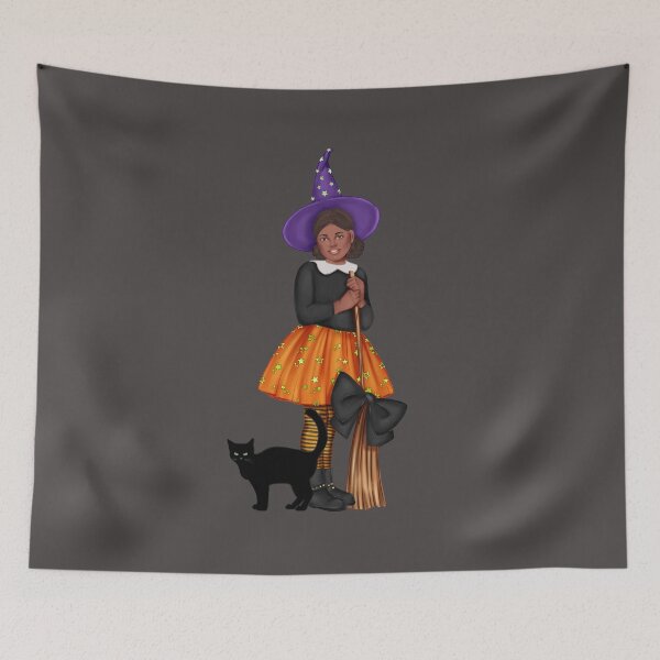 Item preview, Halloween Witch Costume African American Girl With Black Cat designed and sold by Gramsta.