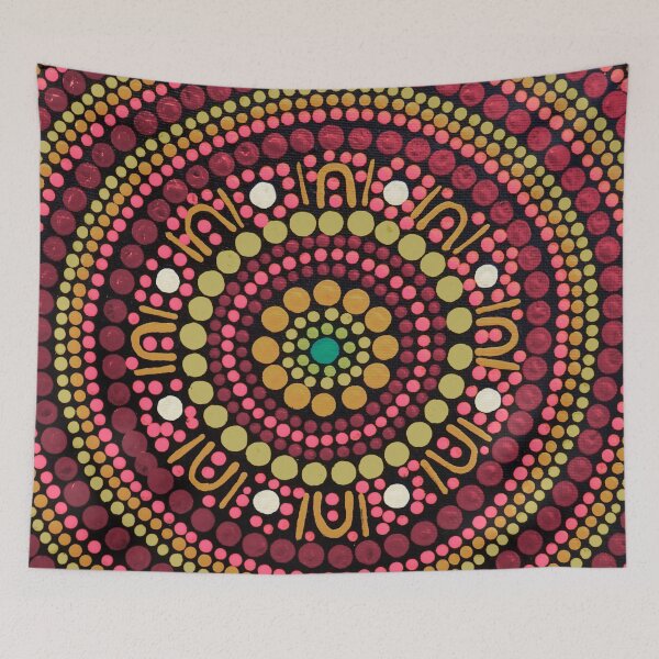 Item preview, Aboriginal Art Dot Painting Mandala Pink and Red Gathering  designed and sold by GhostGumDesigns.