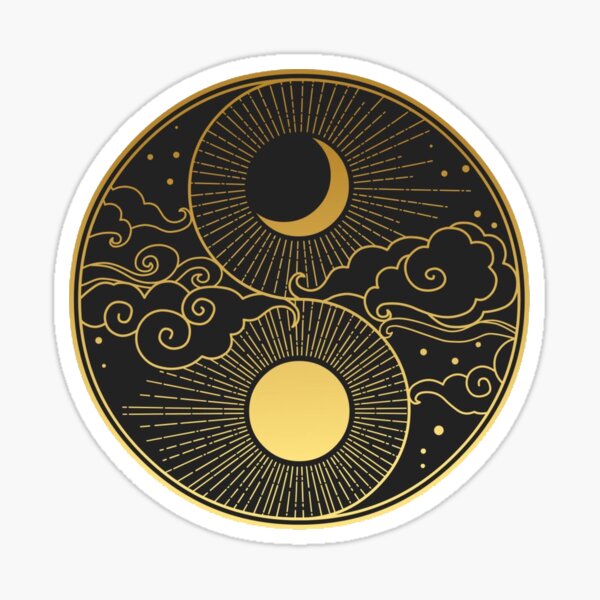 Sun And Moon, Yin And Yang Sticker