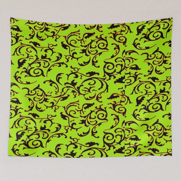 Item preview, ARABIATA 2 bis green black patterns Morocco Essaouira flowers leaves design arabesques scrolls decor designed and sold by dragonemma.