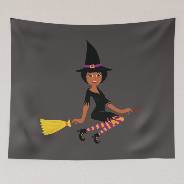 Item preview, Halloween Witch Costume On Broom Black African American Girl Woman designed and sold by Gramsta.