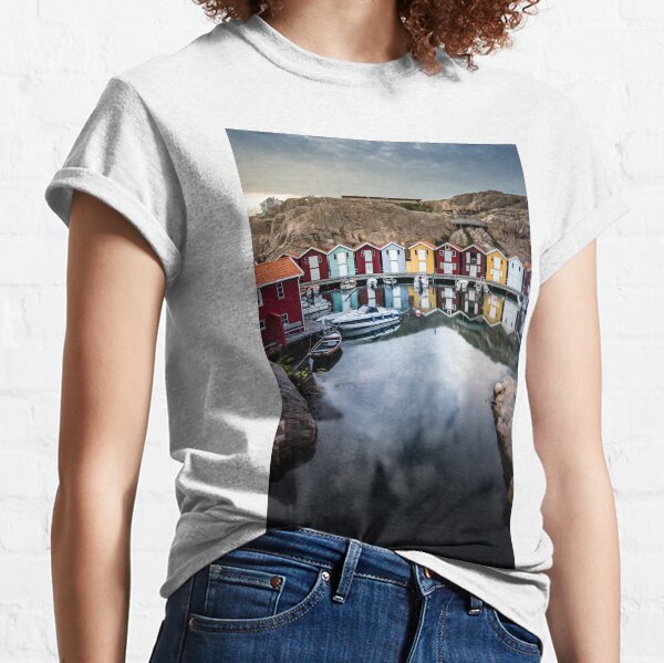 Colorful Old Fishing Huts on the Smögen Boardwalk Classic T-Shirt