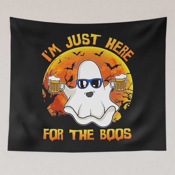 Item preview, Halloween Im Just Here For The Boos Funny Ghost Holding Beer designed and sold by AntonetteSimo.