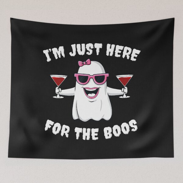 Item preview, Halloween Im Just Here For The Boos Ghost Wine Cute  designed and sold by AntonetteSimo.