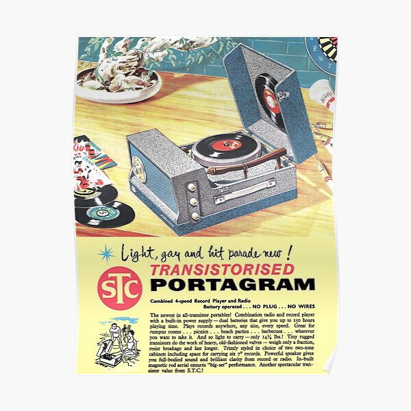 Wonderful Party Reproduction Vintage Record Player Advertising Poster