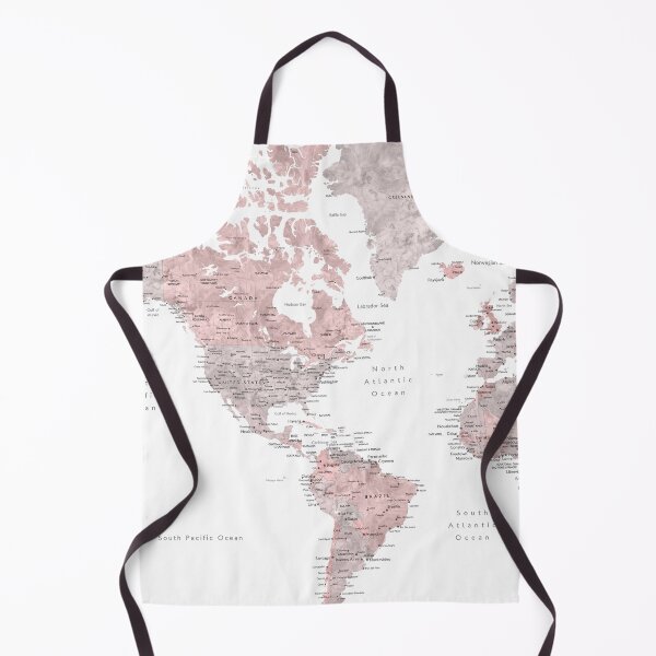 Item preview, Dusty pink and grey world map with cities designed and sold by blursbyai.