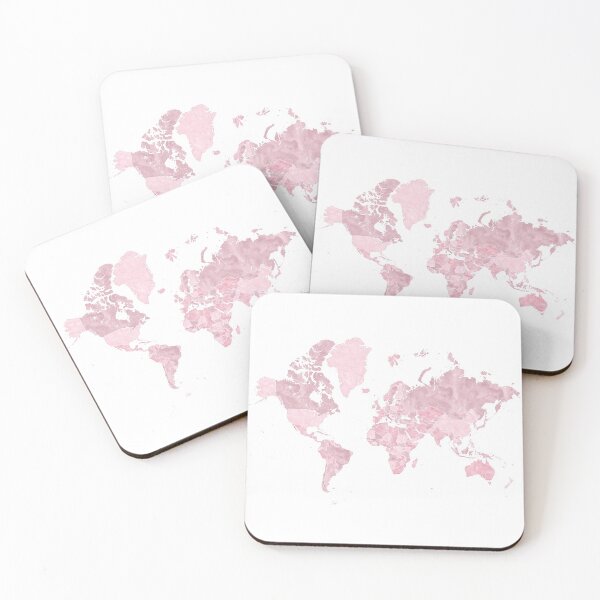 Item preview, Pink watercolor world map Melit designed and sold by blursbyai.
